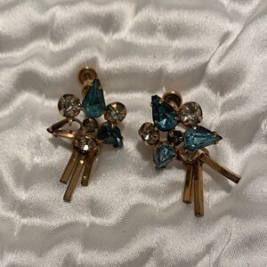 Elegant Gold and Blue Crystal Earrings